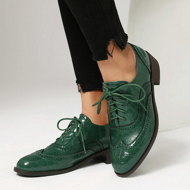 Women Stone Print Brogue Oxfor - Patent Leather Oxford review and price