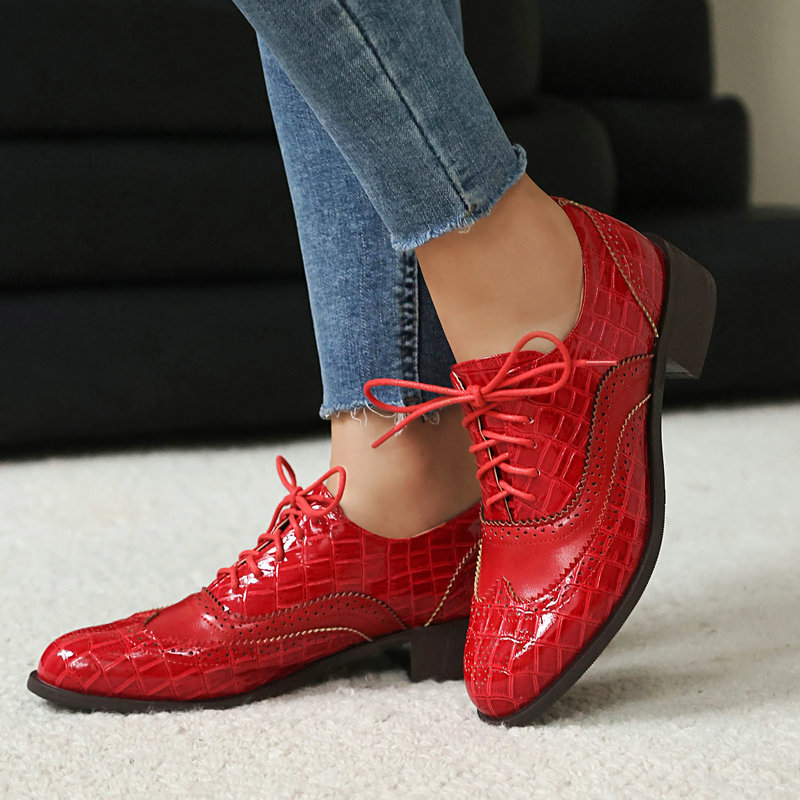 Women Stone Print Brogue Oxfor - Patent Leather Oxford review and price
