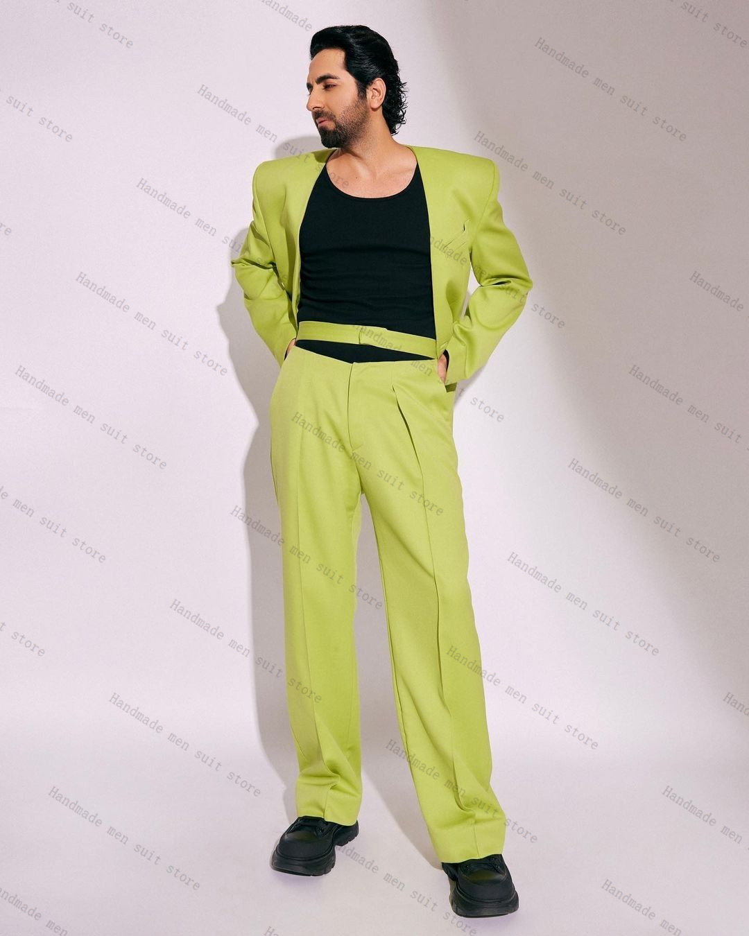 Fashion Green Men Suit Set 2 P - Men'S Formal Wear For Wedding Guest review and price