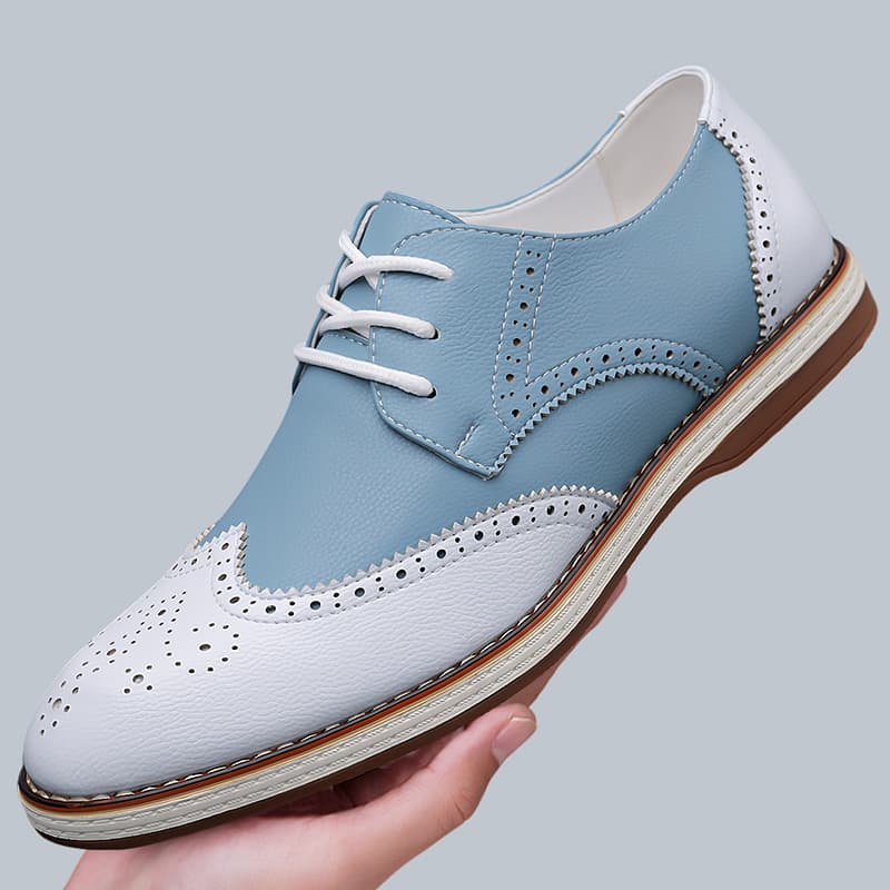 Mens White Blue Two Tone Brogu - Patent Leather Oxford review and price