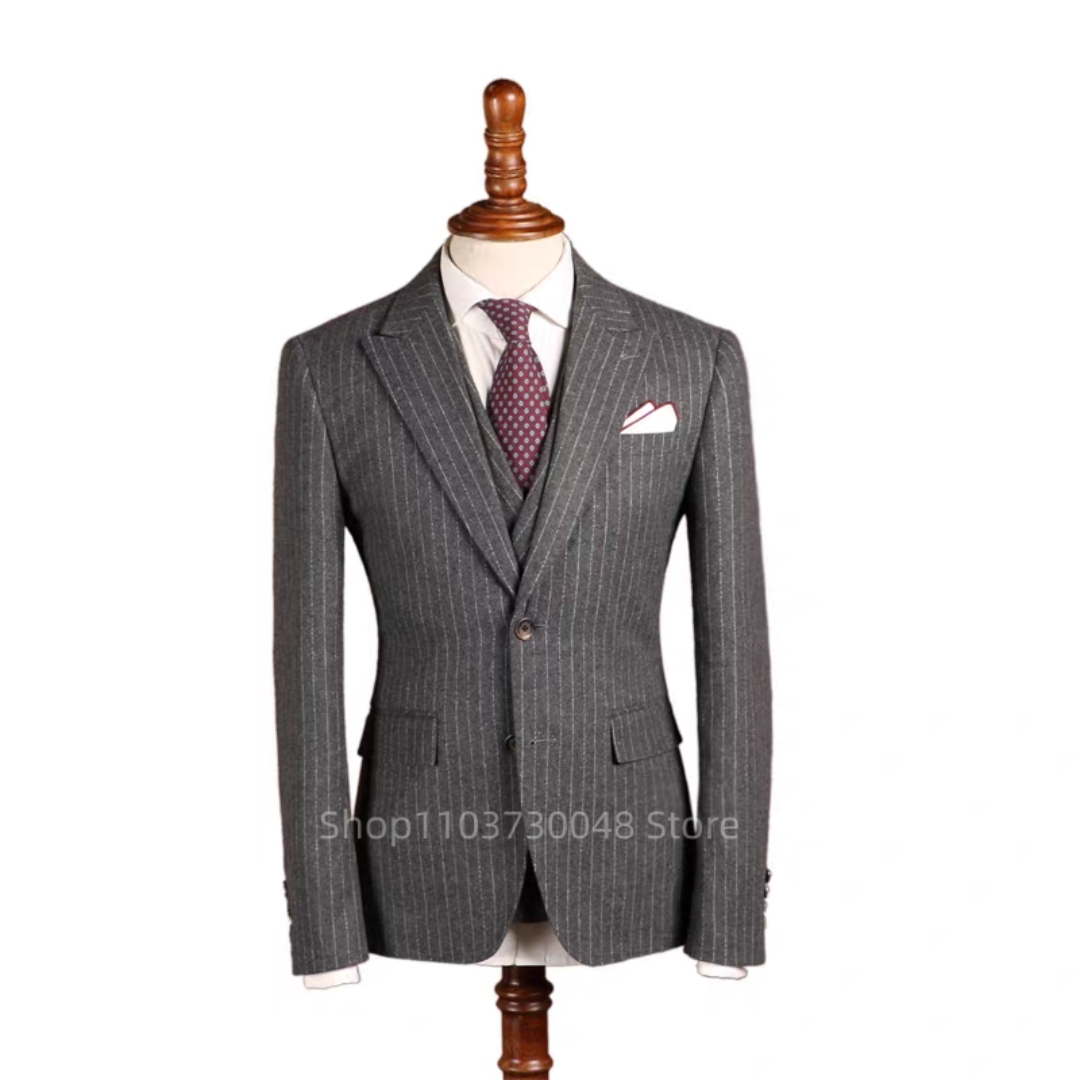 New Grey Striped Men Suit Form - Men'S Formal Wear Rental review and price