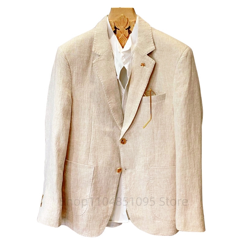 Beige Men Suit Linen Blazers J - Men Formal Wear Design review and price