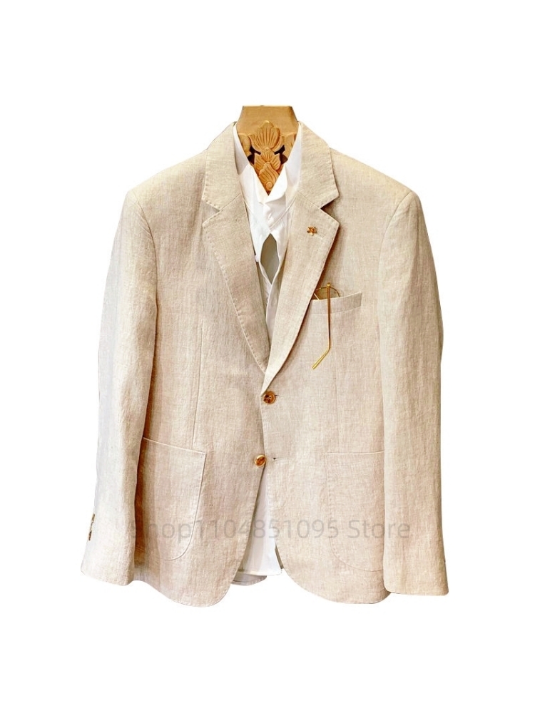 Beige Men Suit Linen Blazers J - Men Formal Wear Design review and price