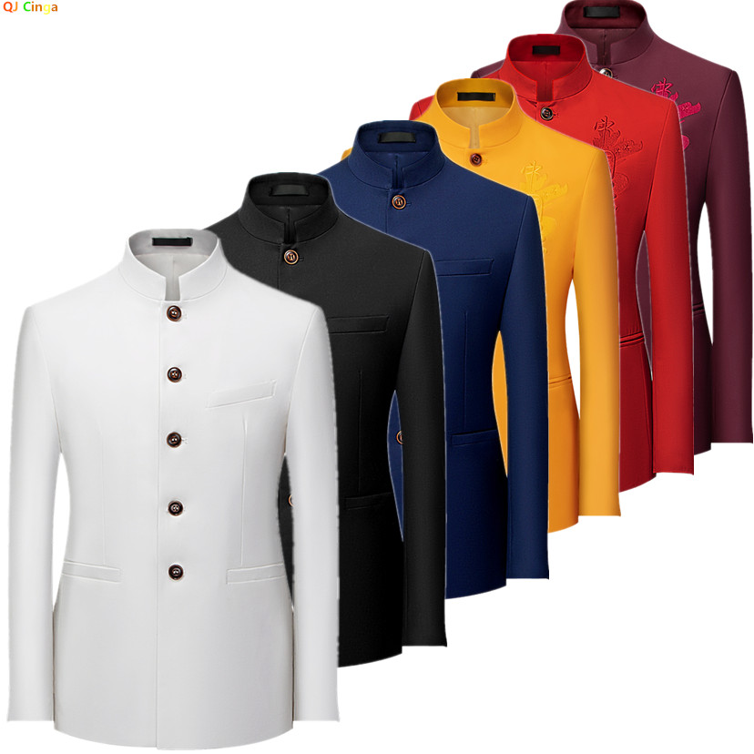 2026 Men's Chinese Style Long  - Men Formal Wear Red review and price