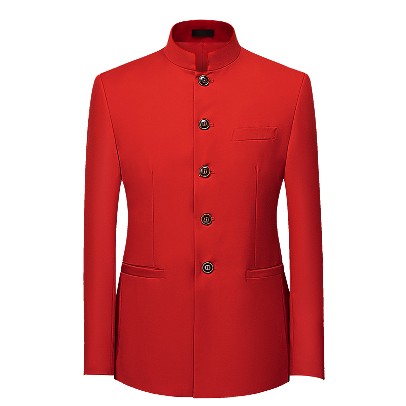 2026 Men's Chinese Style Long  - Men Formal Wear Red review and price