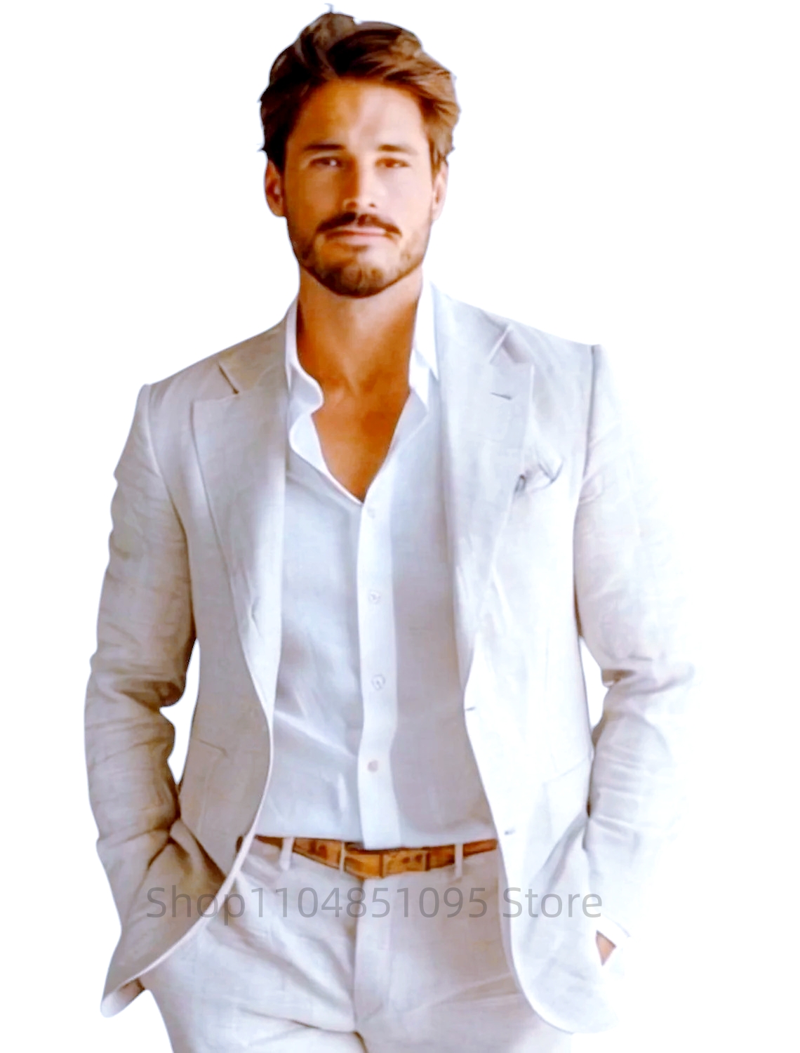 Blue Slim Fit Men's Linen Blaz - Men Formal Wear Design review and price