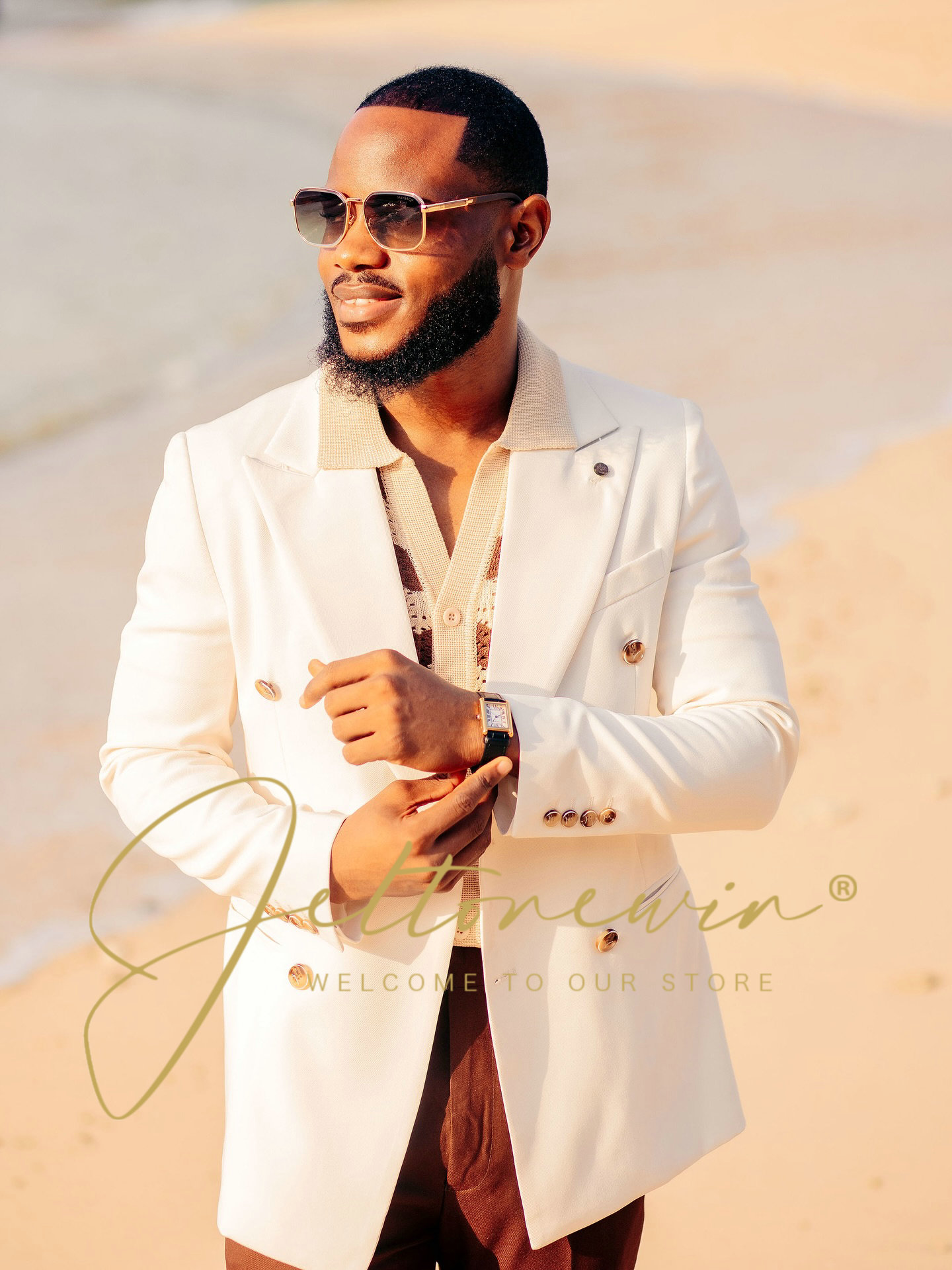 Men's White Double Breasted Su - Men Formal Wear Brown review and price