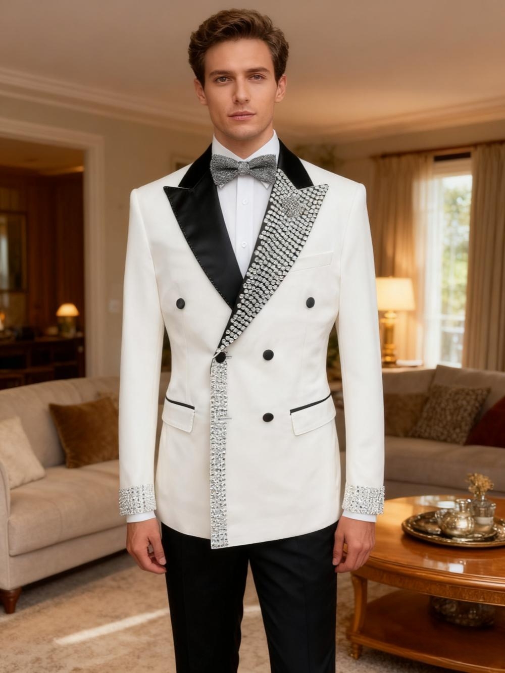 Dazzling Luxury Beaded Men's S - Men'S Formal Wear For Engagement review and price
